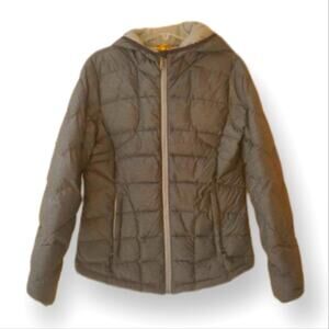Lole Black Ligthweight Sporty Hooded Full Front Zip Cozy Puffer Down Jacket S